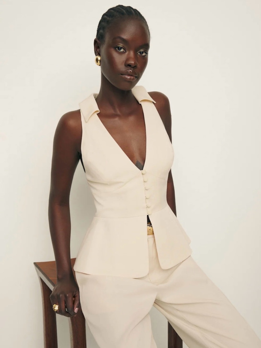 New Reformation Cream Rylan Top - Picture 2 of 8